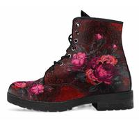 FQLGJMY Bottes Montantes Pour Femmes en Cuir à Lacets Imprimé Rose Fille et Champignons Fleuris Idéales Pour Style Décontracté Voyages ou Fêtes (Noël Halloween Christmas) Personnalisables