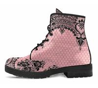FQLGJMY Bottes Montantes Pour Femmes en Cuir à Lacets Imprimé Rose Fille et Champignons Fleuris Idéales Pour Style Décontracté Voyages ou Fêtes (Noël Halloween Christmas) Personnalisables