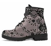 FQLGJMY Bottes Montantes Pour Femmes en Cuir à Lacets Imprimé Rose Fille et Champignons Fleuris Idéales Pour Style Décontracté Voyages ou Fêtes (Noël Halloween Christmas) Personnalisables