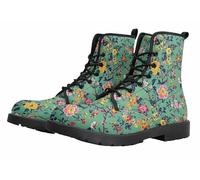 FQLGJMY Bottines Femme Style Vintage à Fleurs Papillon Rose Lacets Rétro Bout Rond Plates Peintes à la Main Parfaites Avec Jeans Robes Mode Décontractée Au Quotidien Voyages Fêtes