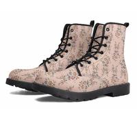 FQLGJMY Bottines Femme Style Vintage à Fleurs Papillon Rose Lacets Rétro Bout Rond Plates Peintes à la Main Parfaites Avec Jeans Robes Mode Décontractée Au Quotidien Voyages Fêtes