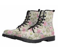 FQLGJMY Bottines Femme Style Vintage à Fleurs Papillon Rose Lacets Rétro Bout Rond Plates Peintes à la Main Parfaites Avec Jeans Robes Mode Décontractée Au Quotidien Voyages Fêtes