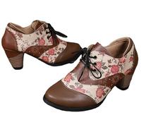 FQLGJMY Bottines Martin Pour Femme Style Vintage Ethnique Bohème Broderie Léopard Coupe Basse Talon Bout Pointu Lacets Robe Jupe Jean Décontracté Quotidien Fête Rendez-vous Voyage