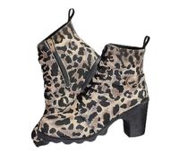 FQLGJMY Bottines Pour Femme Style Vintage Ethnique Bohème Broderie Léopard Coupe Basse Talon Bout Pointu Lacets Robe Jupe Jean Décontracté Quotidien Fête Rendez-vous Voyage