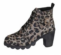 FQLGJMY Bottines Pour Femme Style Vintage Ethnique Bohème Broderie Léopard Coupe Basse Talon Bout Pointu Lacets Robe Jupe Jean Décontracté Quotidien Fête Rendez-vous Voyage