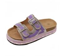 FQLGJMY Chaussons Platform Wedge SIides femmes avec chaîne étoile rivet strass ouvert orteil été mode scintillant strass sandales glisser sur les chaussons pour l'intérieur extérieur