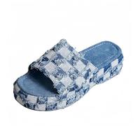 FQLGJMY Chaussons Platform Wedge SIides femmes avec chaîne étoile rivet strass ouvert orteil été mode scintillant strass sandales glisser sur les chaussons pour l'intérieur extérieur