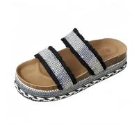 FQLGJMY Chaussons Platform Wedge SIides femmes avec chaîne étoile rivet strass ouvert orteil été mode scintillant strass sandales glisser sur les chaussons pour l'intérieur extérieur