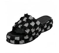 FQLGJMY Chaussons Platform Wedge SIides femmes avec chaîne étoile rivet strass ouvert orteil été mode scintillant strass sandales glisser sur les chaussons pour l'intérieur extérieur
