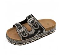 FQLGJMY Chaussons Platform Wedge SIides femmes avec chaîne étoile rivet strass ouvert orteil été mode scintillant strass sandales glisser sur les chaussons pour l'intérieur extérieur