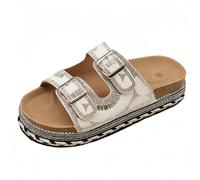 FQLGJMY Chaussons Platform Wedge SIides femmes avec chaîne étoile rivet strass ouvert orteil été mode scintillant strass sandales glisser sur les chaussons pour l'intérieur extérieur