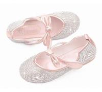 FQLGJMY Chaussures Mary Jane Filles Ballerines Plates à Paillettes Strass Perles, Nœud Papillon Bride La Cheville pour Fête Scolaire Noël Halloween Mariage Cosplay