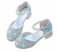 FQLGJMY Chaussures pour Filles Mary Jane Talon Bas Et Bride La Cheville Bout Fermé Paillettes Scintillantes Princesse Cristal Perle Nœud Papillon Mariage Spectacle Cosplay Fête Scolaire Tout-Petits