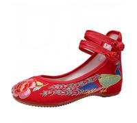 FQLGJMY Chinois pour Femmes brodé Plats Asiatique Traditionnelle Mary Jane Brida Ballet Yoga Chaussures avec Semelle en Caoutchouc Bouton Grenouille