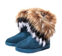 FQLGJMY Fausse fourrure fourrure cheville bottes de neige chaussures mousseuses d'hiver des femmes en daim chaud confortable extérieur à plat mode bottes courtes
