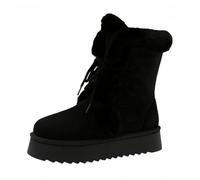 FQLGJMY Fausse fourrure fourrure cheville bottes de neige chaussures mousseuses d'hiver des femmes en daim chaud confortable extérieur à plat mode bottes courtes