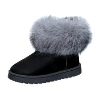FQLGJMY Fausse fourrure fourrure cheville bottes de neige chaussures mousseuses d'hiver des femmes en daim chaud confortable extérieur à plat mode bottes courtes