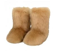 FQLGJMY Faux fourrure fourrure bottes de neige femmes hiver fuzzy chaussures mousseuses daim chaud mi-veau confortable extérieur chaussures de mode plates
