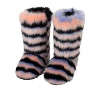 FQLGJMY Faux fourrure fourrure bottes de neige femmes hiver fuzzy chaussures mousseuses daim chaud mi-veau confortable extérieur chaussures de mode plates