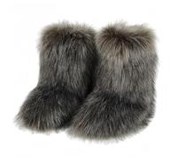 FQLGJMY Faux fourrure fourrure bottes de neige femmes hiver fuzzy chaussures mousseuses daim chaud mi-veau confortable extérieur chaussures de mode plates