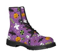 FQLGJMY Femmes Chelsea bottes à cheville avec crâne et impression florale élégante gothique combat bottes mode lace-up talon gros plateforme bottes en cuir pour les dames Halloween fête de Noël