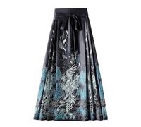 FQLGJMY Femmes Cheval Visage Jupe Impression Plissée Cravate Jusqu'à Une Longue Jupe de Style Chinois Ming Dynastie Hanfu