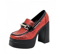 FQLGJMY Femmes Semelle épaisse léger à Talons Hauts Chaussures Simples Plateforme Talon Gros Talon Ultra-Haut Style européen et américain Mode Mary Janes Pompes avec Boucle Strass Arc Dentelle Perle