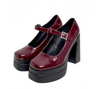 FQLGJMY Femmes Semelle épaisse léger à Talons Hauts Chaussures Simples Plateforme Talon Gros Talon Ultra-Haut Style européen et américain Mode Mary Janes Pompes avec Boucle Strass Arc Dentelle Perle