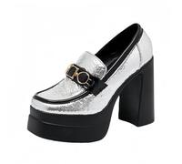 FQLGJMY Femmes Semelle épaisse léger à Talons Hauts Chaussures Simples Plateforme Talon Gros Talon Ultra-Haut Style européen et américain Mode Mary Janes Pompes avec Boucle Strass Arc Dentelle Perle