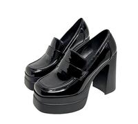 FQLGJMY Femmes Semelle épaisse léger à Talons Hauts Chaussures Simples Plateforme Talon Gros Talon Ultra-Haut Style européen et américain Mode Mary Janes Pompes avec Boucle Strass Arc Dentelle Perle