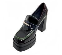 FQLGJMY Femmes Semelle épaisse léger à Talons Hauts Chaussures Simples Plateforme Talon Gros Talon Ultra-Haut Style européen et américain Mode Mary Janes Pompes avec Boucle Strass Arc Dentelle Perle