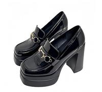 FQLGJMY Femmes Semelle épaisse léger à Talons Hauts Chaussures Simples Plateforme Talon Gros Talon Ultra-Haut Style européen et américain Mode Mary Janes Pompes avec Boucle Strass Arc Dentelle Perle