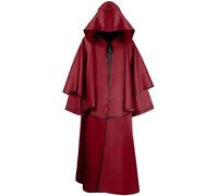 FQLGJMY Hommes et Femmes Médiéval Manteau Renaissance Sorcier Gothique Cap Grim Moissonneur Costume Cosplay Halloween
