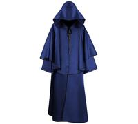 FQLGJMY Hommes et Femmes Médiéval Manteau Renaissance Sorcier Gothique Cap Grim Moissonneur Costume Cosplay Halloween