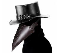 FQLGJMY Masque d'Oiseau En Cuir PU Médecin De La Peste Long Nez Bec Steampunk Gothique Halloween Cosplay Accessoires Fête Bal Costumé