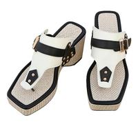 FQLGJMY Sandales À Plateforme Femme Semelle Compensée Liège Style Confucius Rivet Boucle Espadrille Slip-On Ouvertes Décontracté Élégant Punk Bohème Été Mules Pour Plage Voyage Soirée Rendez-Vous