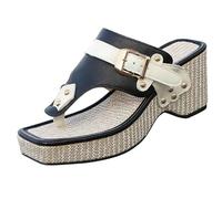 FQLGJMY Sandales À Plateforme Femme Semelle Compensée Liège Style Confucius Rivet Boucle Espadrille Slip-On Ouvertes Décontracté Élégant Punk Bohème Été Mules Pour Plage Voyage Soirée Rendez-Vous