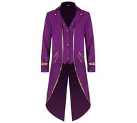 FQLGJMY Veste à Queue Vintage Hommes Gothique Victorien Vampire Frock Manteau Renaissance Pirate Uniforme Costume d'Halloween