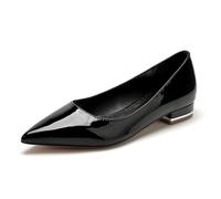 FQMAYPO Femmes des Sandales Fermée Bout Pointu Chaussures De Mariage Glisser sur Chaussures De Mariée Classique Cuir Verni Formel Talon Plate Bureau Robe Chaussures,Noir,40 EU