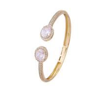 FQMWVCHN Bracelet de tempérament de luxe ovale multicolore pour femme, bijou tendance, plaqué or 14 carats, One Size, Pierre précieuse, Pas de gemme