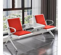 FQMYLTYN Chaise d'accueil, Chaise de Salle D'aéroport, Banc de Réception de Bureau 2 Places en Cuir PU avec Table et Accoudoirs, pour Hall D'entrée, Hôpital, Banque, Salon de Coiffure(Red)