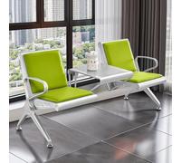 FQMYLTYN Chaise d'accueil, Chaise de Salle D'aéroport, Banc de Réception de Bureau 2 Places en Cuir PU avec Table et Accoudoirs, pour Hall D'entrée, Hôpital, Banque, Salon de Coiffure(Green)