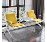 FQMYLTYN Chaise d'accueil, Chaise de Salle D'aéroport, Banc de Réception de Bureau 2 Places en Cuir PU avec Table et Accoudoirs, pour Hall D'entrée, Hôpital, Banque, Salon de Coiffure(Yellow)