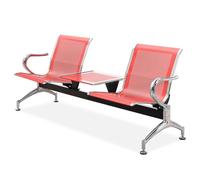 FQMYLTYN Chaise d'accueil D'aéroport avec Table et Accoudoirs, Chaises de Salle D'attente 2 Places, Banc d'accueil pour Bureau, pour Banque, Hôpital, École, Salon de Coiffure(Red)