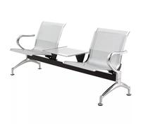 FQMYLTYN Chaise d'accueil D'aéroport avec Table et Accoudoirs, Chaises de Salle D'attente 2 Places, Banc d'accueil pour Bureau, pour Banque, Hôpital, École, Salon de Coiffure(Silver)