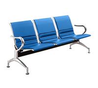 FQMYLTYN Chaise de Réception D'aéroport 3 Places, Ensemble de Bancs de Salle D'attente, Chaise de Bureau en Cuir PU avec Dossiers et Accoudoirs, pour Hall D'entrée, Marché, Banque, Hôpital(Blue)