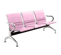 FQMYLTYN Chaise de Réception D'aéroport 3 Places, Ensemble de Bancs de Salle D'attente, Chaise de Bureau en Cuir PU avec Dossiers et Accoudoirs, pour Hall D'entrée, Marché, Banque, Hôpital(Pink)