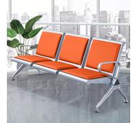 FQMYLTYN Chaise de Salle D'attente 3 Places, Banc d'accueil D'aéroport avec Dossier et Accoudoirs, Chaise de Réception de Bureau en Cuir PU, pour Hall D'entrée, Hôpital, Banque, Salon, École(Orange)