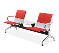 FQMYLTYN Chaises de Salle D'attente, Banc d'accueil D'aéroport avec Table et Accoudoirs, Canapé Visiteur 2 Places, Chaises de Hall pour Bureau d'affaires ou Banque(Red)