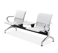 FQMYLTYN Chaises de Salle D'attente, Banc d'accueil D'aéroport avec Table et Accoudoirs, Canapé Visiteur 2 Places, Chaises de Hall pour Bureau d'affaires ou Banque(White)